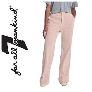 7 for All Mankind Corduroy Wide Leg Easy Trouser in Cameo Rose, size 30 NWT